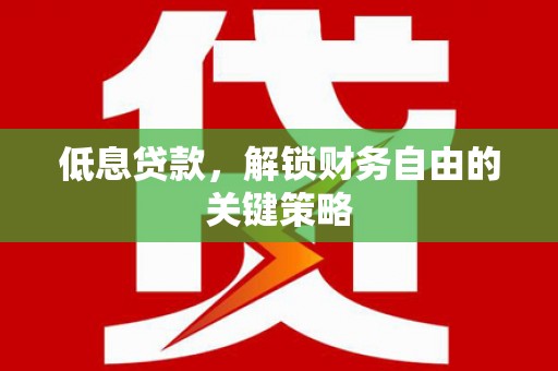 二七低息贷款，解锁财务自由的关键策略